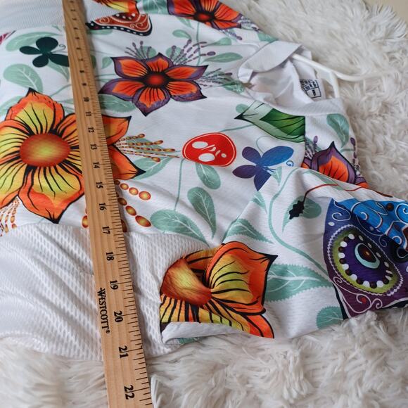 Weimostar Cycling Jersey Women XXL Full Zip White Butterfly Back Pockets - Picture 3 of 5